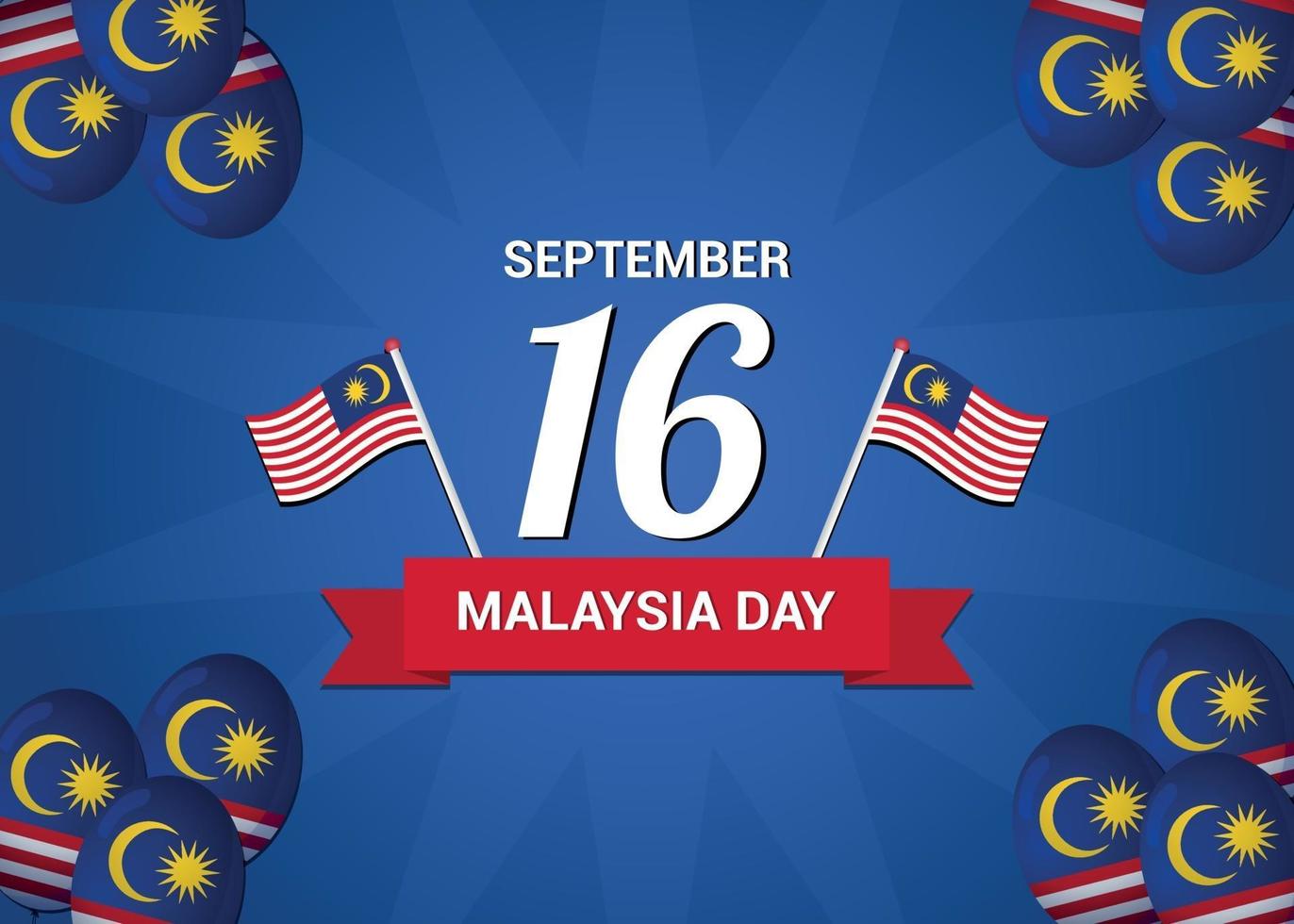 Maleisië dag behang met ballonnen decoratie vector