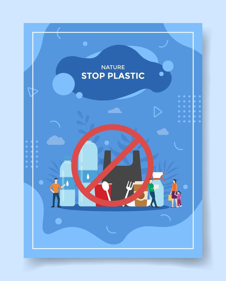 stop plastic concept mensen rond verbod op het gebruik van verpakkingen vector