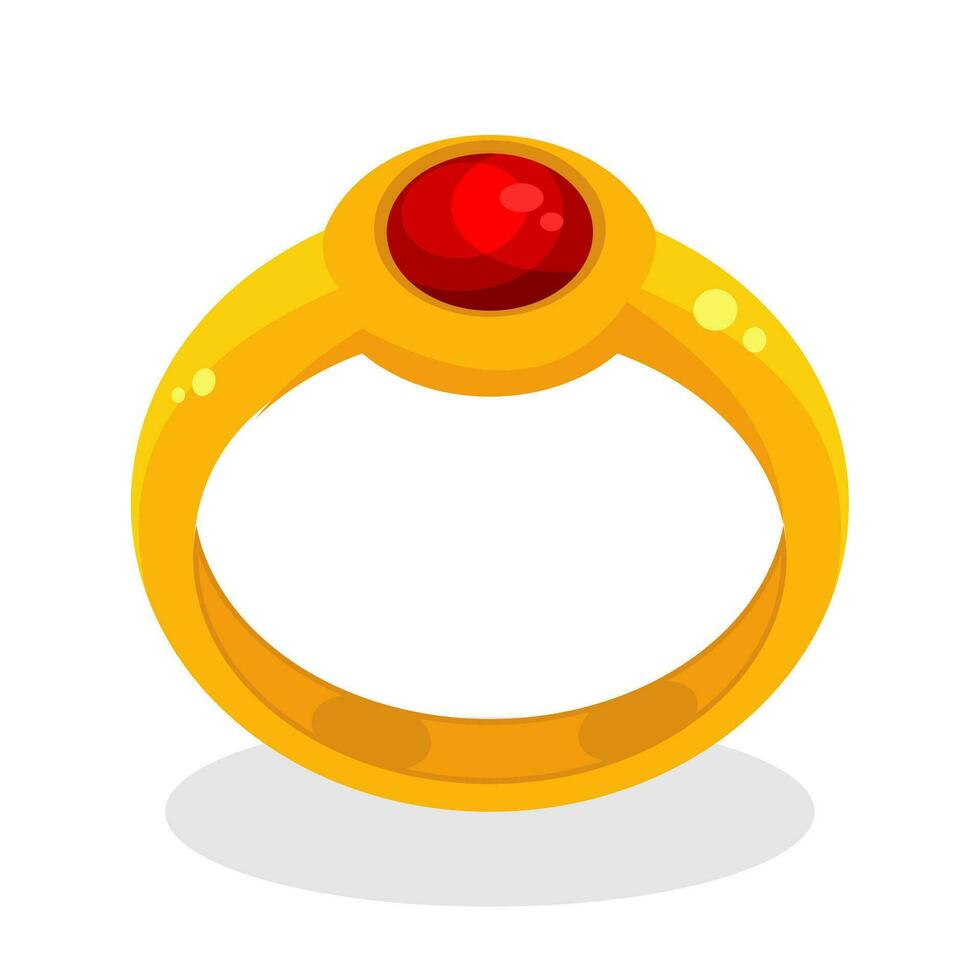 goud ring met rood edelsteen geïsoleerd wit achtergrond vector