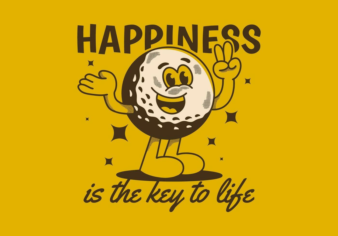 geluk is de sleutel naar leven. mascotte karakter illustratie van golf bal met gelukkig gezicht vector