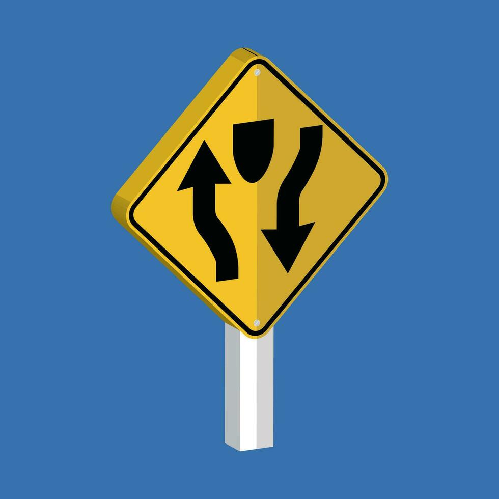verdeeld snelweg begint teken 3d vorm vector illustratie