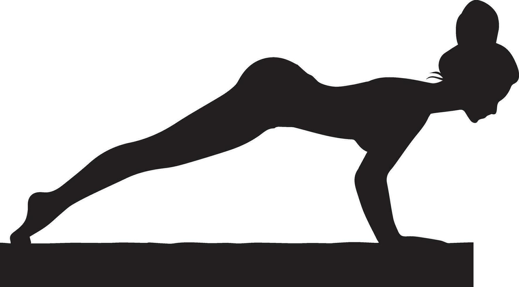 vrouw Duwen omhoog yoga houding vector silhouet illustratie 7