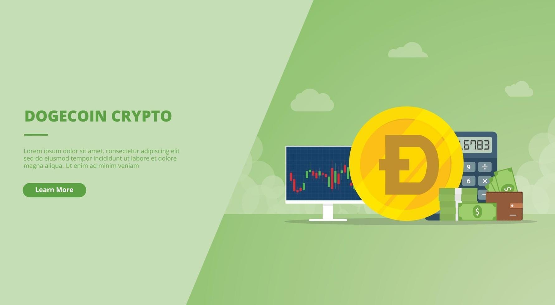 doge of dogecoin cryptocurrency voor website-ontwerpsjabloon vector