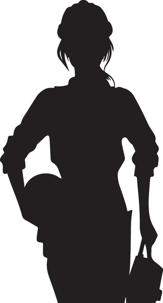 vrouw arbeider vector silhouet illustratie zwart kleur
