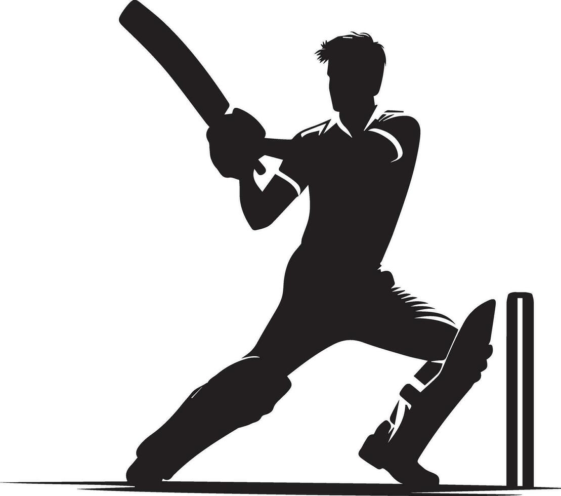 cricketspeler houding vector silhouet