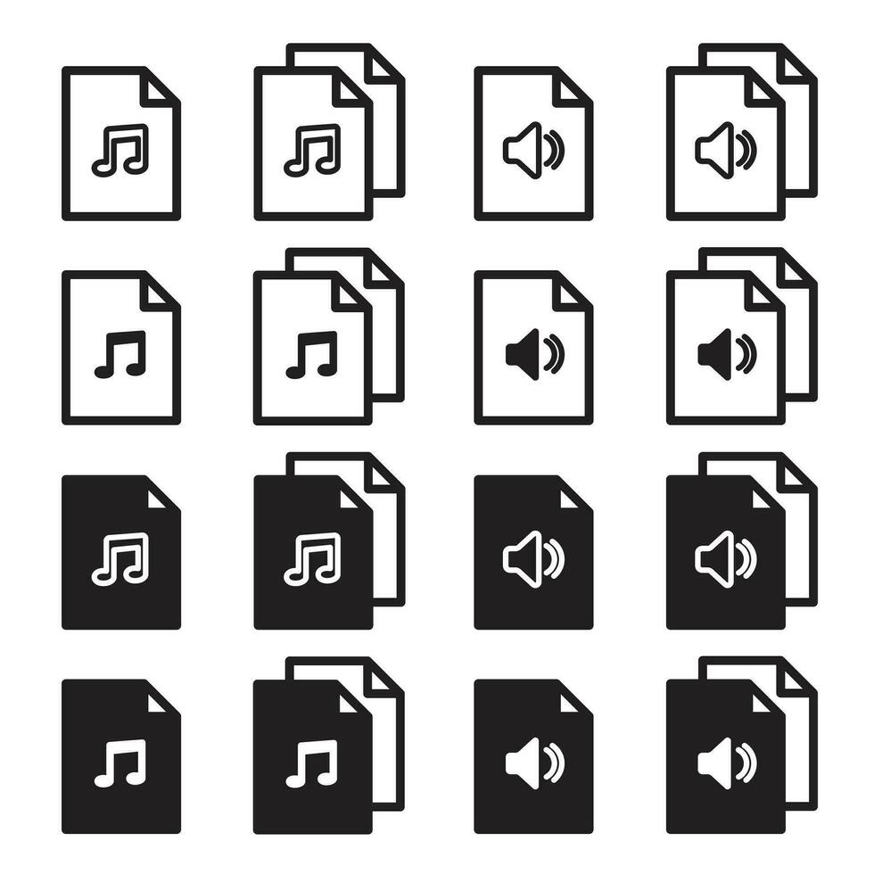 muziek- audio het dossier icoon set. downloaden mp3 het dossier pictogram vector. vector