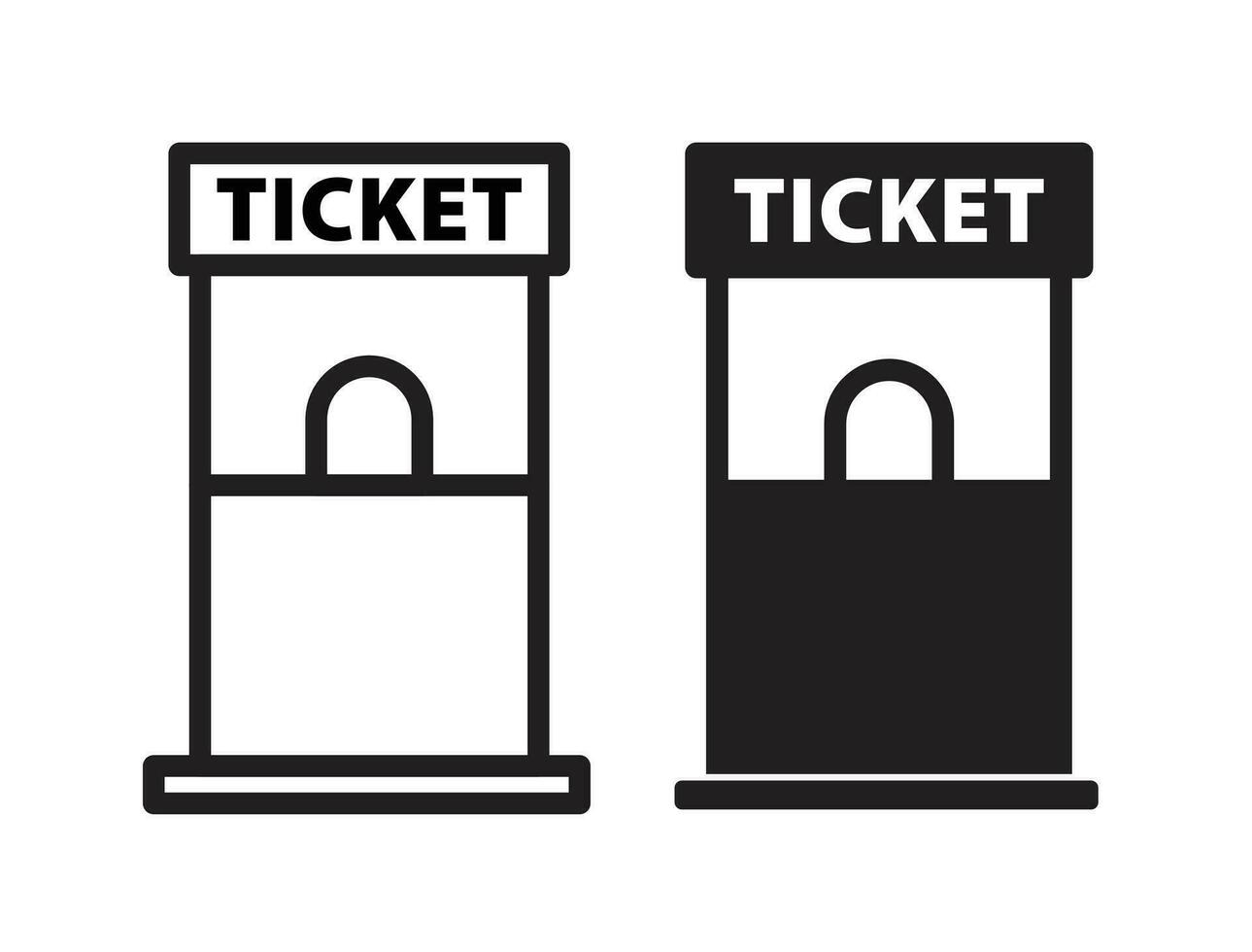 evenement, film of tonen ticket venster icoon. ticket verkoop teller teken. ticket stand symbool in schets en gevulde stijl. vector