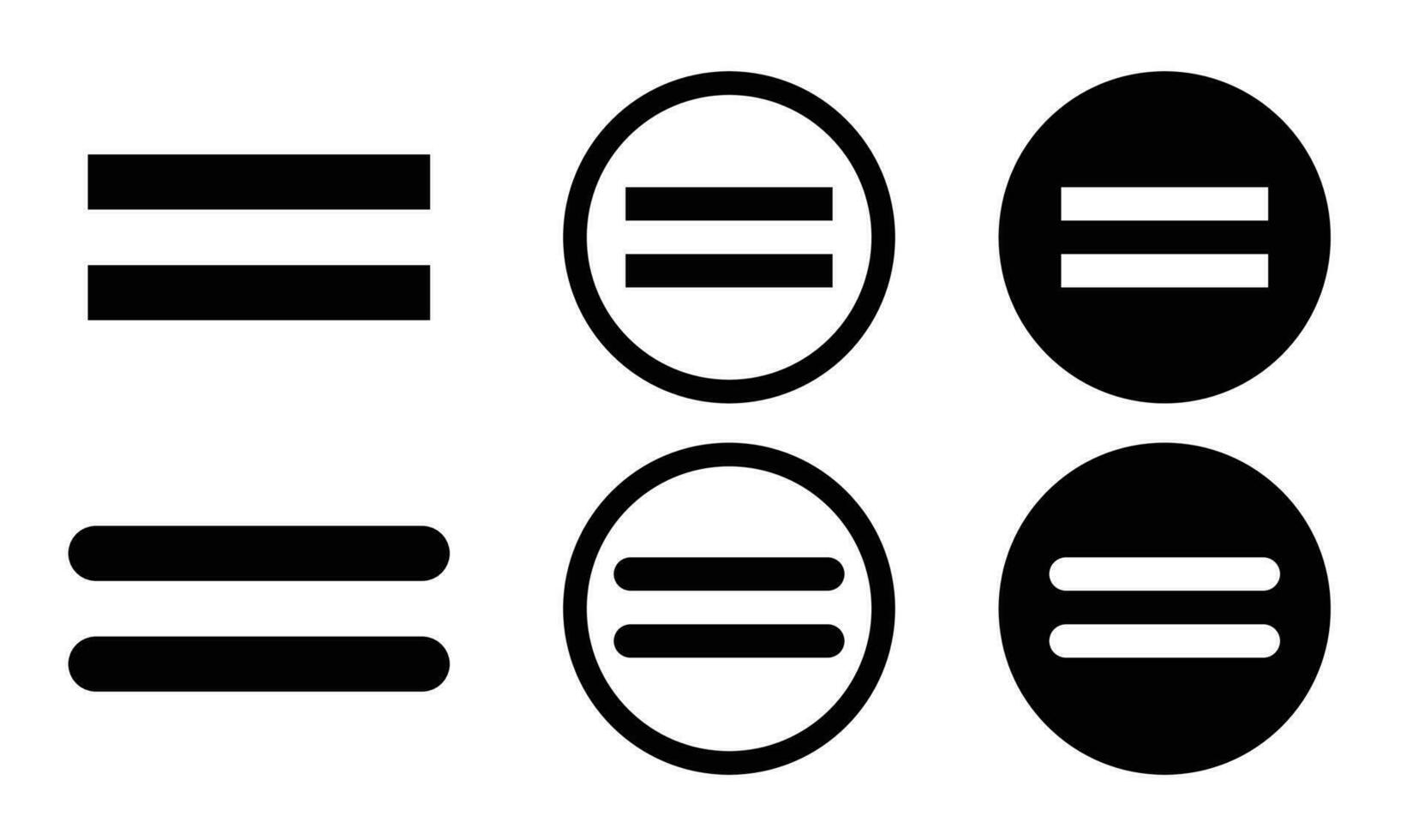 ongelijk teken en Gelijk symbool vector