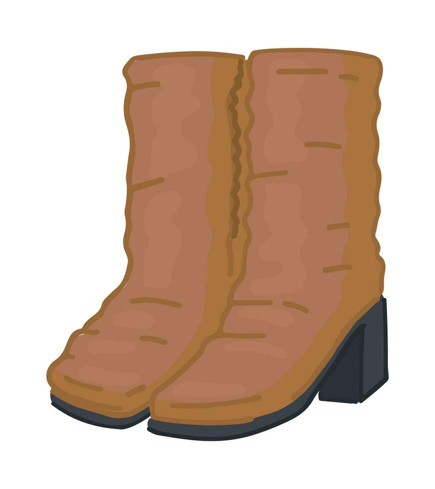 tekening van vrouwen hoog laarzen. tekenfilm clip art van warm winter schoenen. vector illustratie geïsoleerd Aan wit achtergrond.