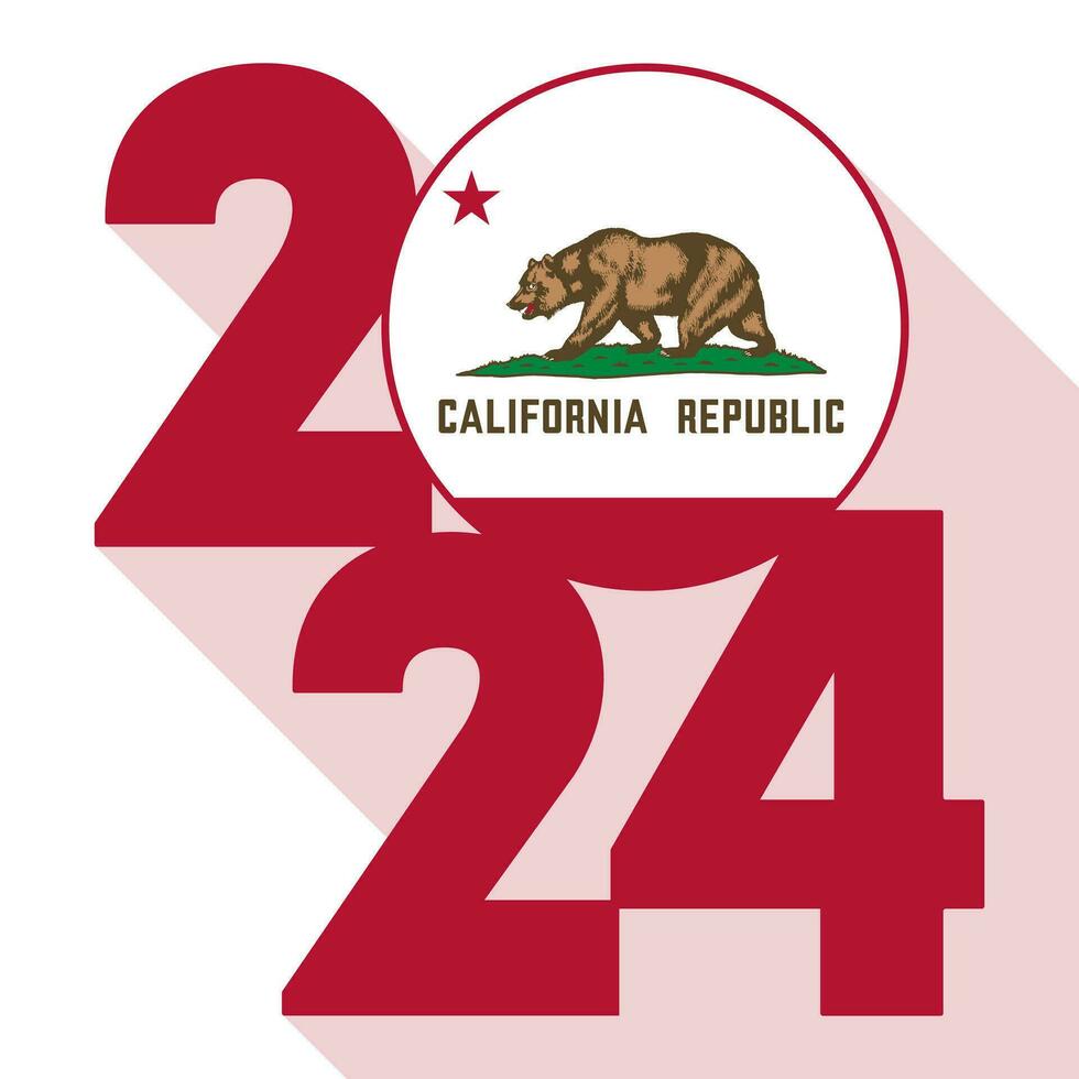 2024 lang schaduw banier met Californië staat vlag binnen. vector illustratie.