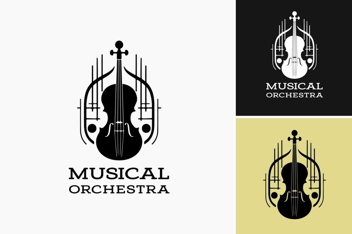 deze ontwerp Bedrijfsmiddel Kenmerken een zwart en wit logo specifiek gemaakt voor een musical orkest vector
