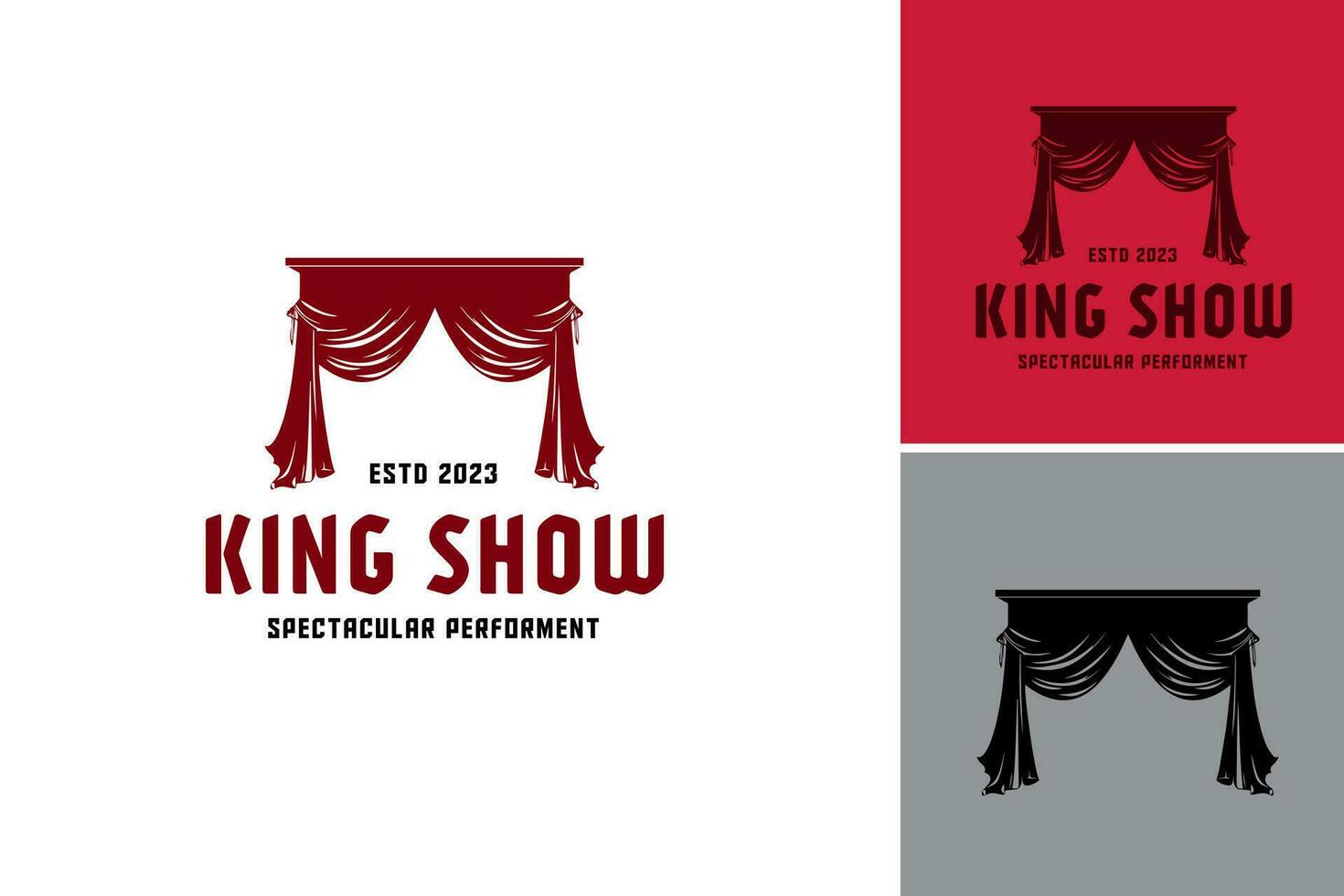 koning tonen spectaculair prestatie logo ontwerp is een logo ontwerp Bedrijfsmiddel met een vorstelijk thema, perfect voor creëren promotionele materialen voor theater shows, vector