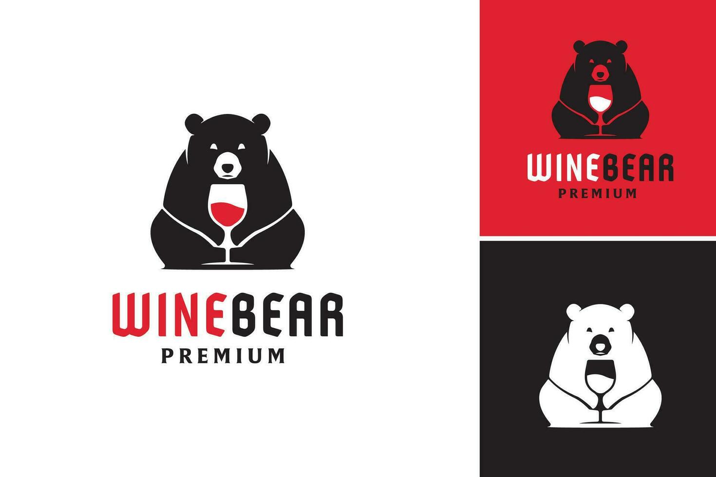 wijn beer premie logo ontwerp sjabloon. een grillig illustratie van een beer Holding een glas van wijn.dit Bedrijfsmiddel is perfect voor wijn enthousiastelingen of ondernemingen in de wijn industrie vector
