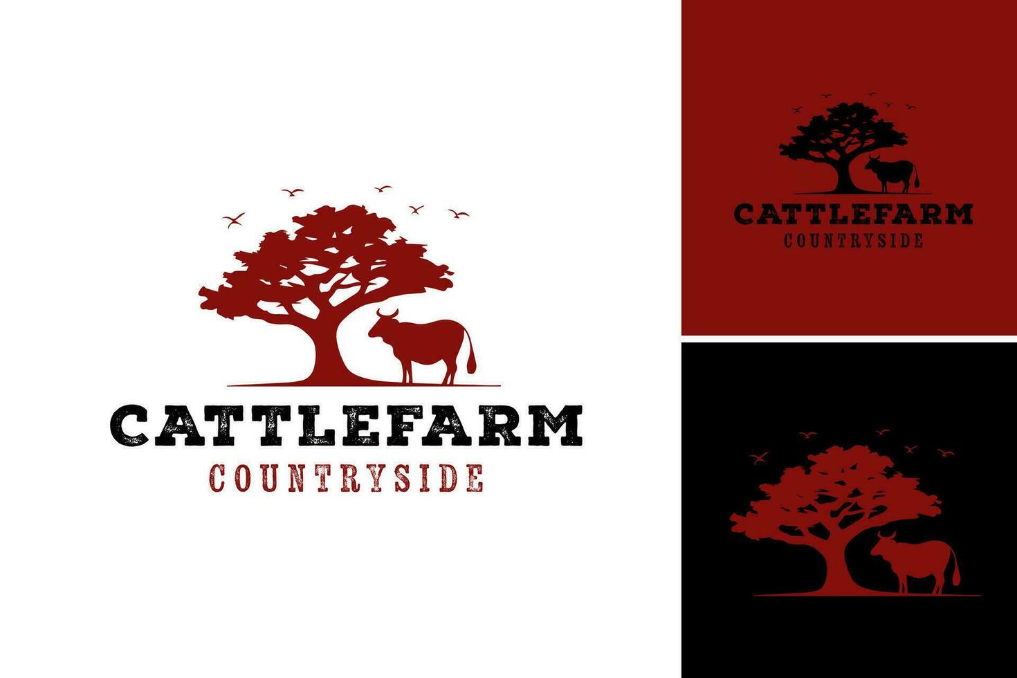 vee boerderij land kant logo is geschikt voor logos en branding verwant naar vee boerderijen in landelijk gebieden. vector