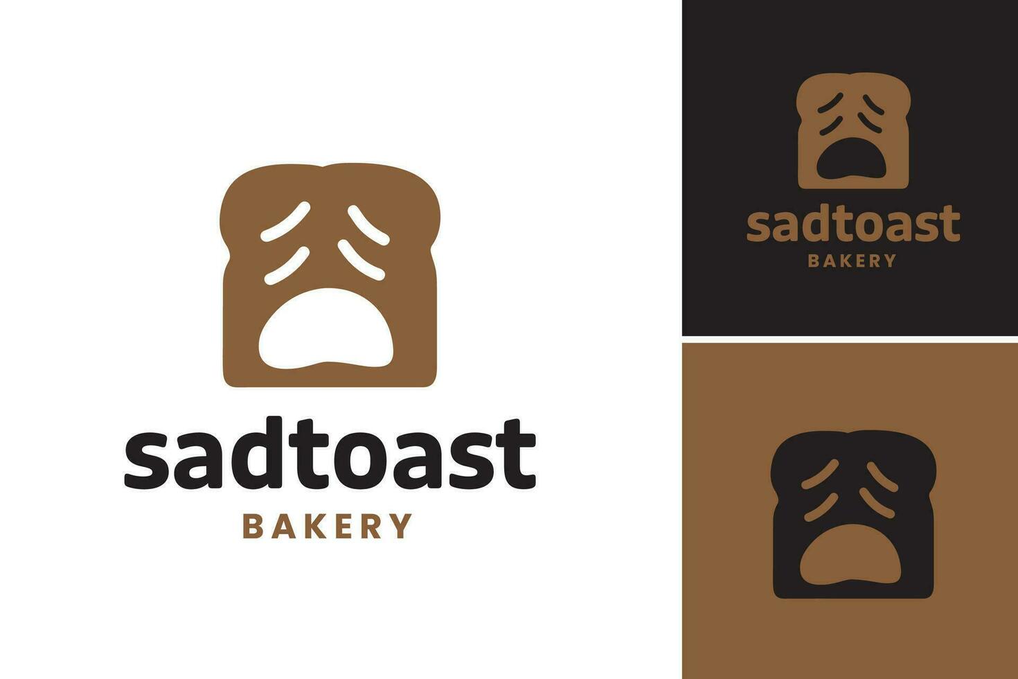 verdrietig geroosterd brood bakkerij logo is een ontwerp Bedrijfsmiddel geschikt voor een bakkerij of cafe dat wil naar overbrengen een eigenzinnig en uniek persoonlijkheid. het Kenmerken een verdrietig geroosterd brood karakter, toevoegen een tintje van eigenzinnigheid naar de merk. vector