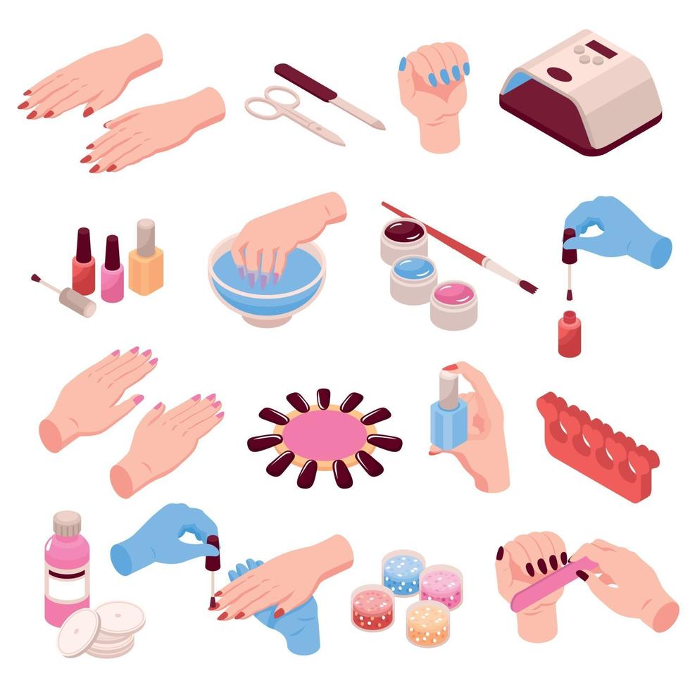 manicure isometrische set vector