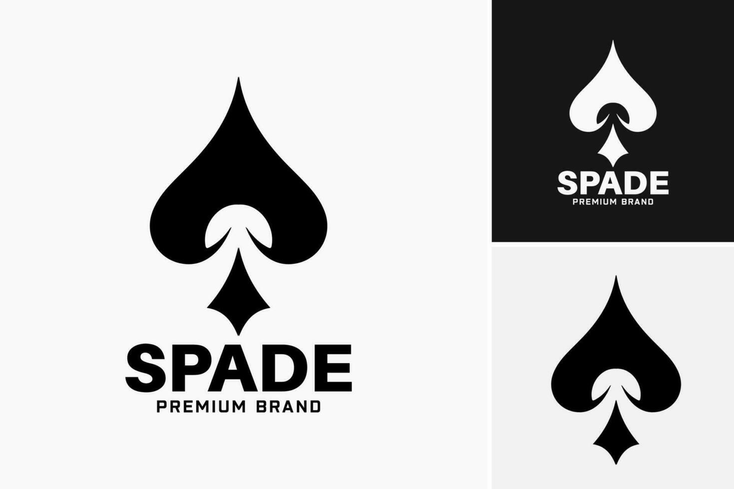 een minimalistische zwart en wit logo met een spade symbool. deze veelzijdig Bedrijfsmiddel is perfect voor ondernemingen of organisaties verwant naar tuinieren, landschapsarchitectuur, of kaart spellen. vector