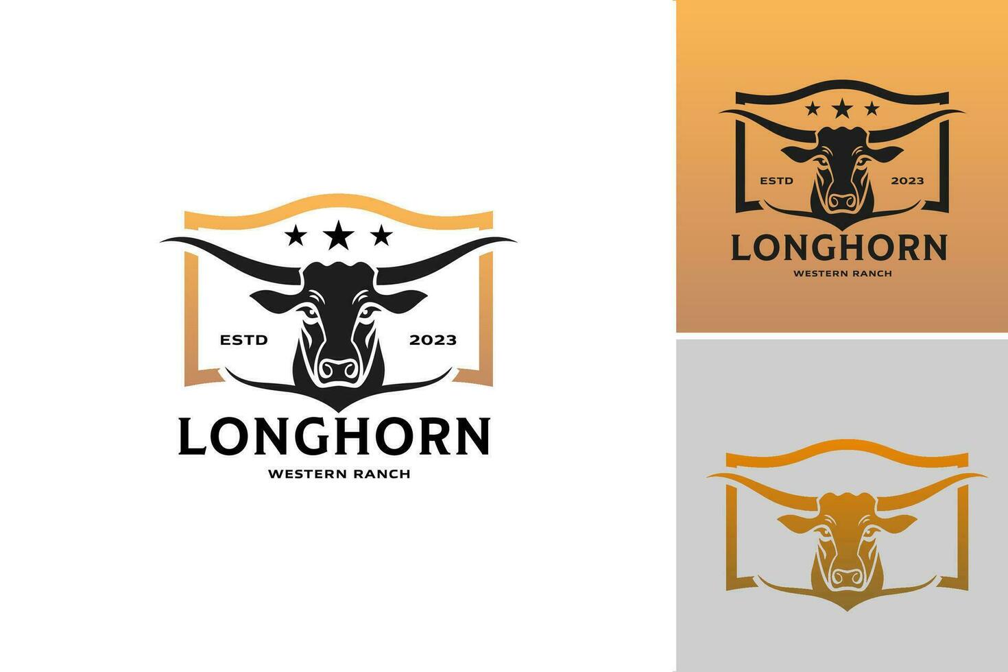Longhorn western boerderij logo is een ontwerp Bedrijfsmiddel dat beeldt af een logo geïnspireerd door de western thema, vector