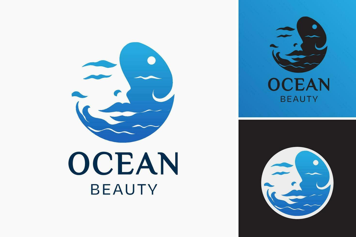 oceaan schoonheid logo ontwerp is een ontwerp Bedrijfsmiddel geschikt voor ondernemingen of organisaties verwant naar de oceaan, strand, of marinier industrie, overbrengen een zin van schoonheid en elegantie. vector