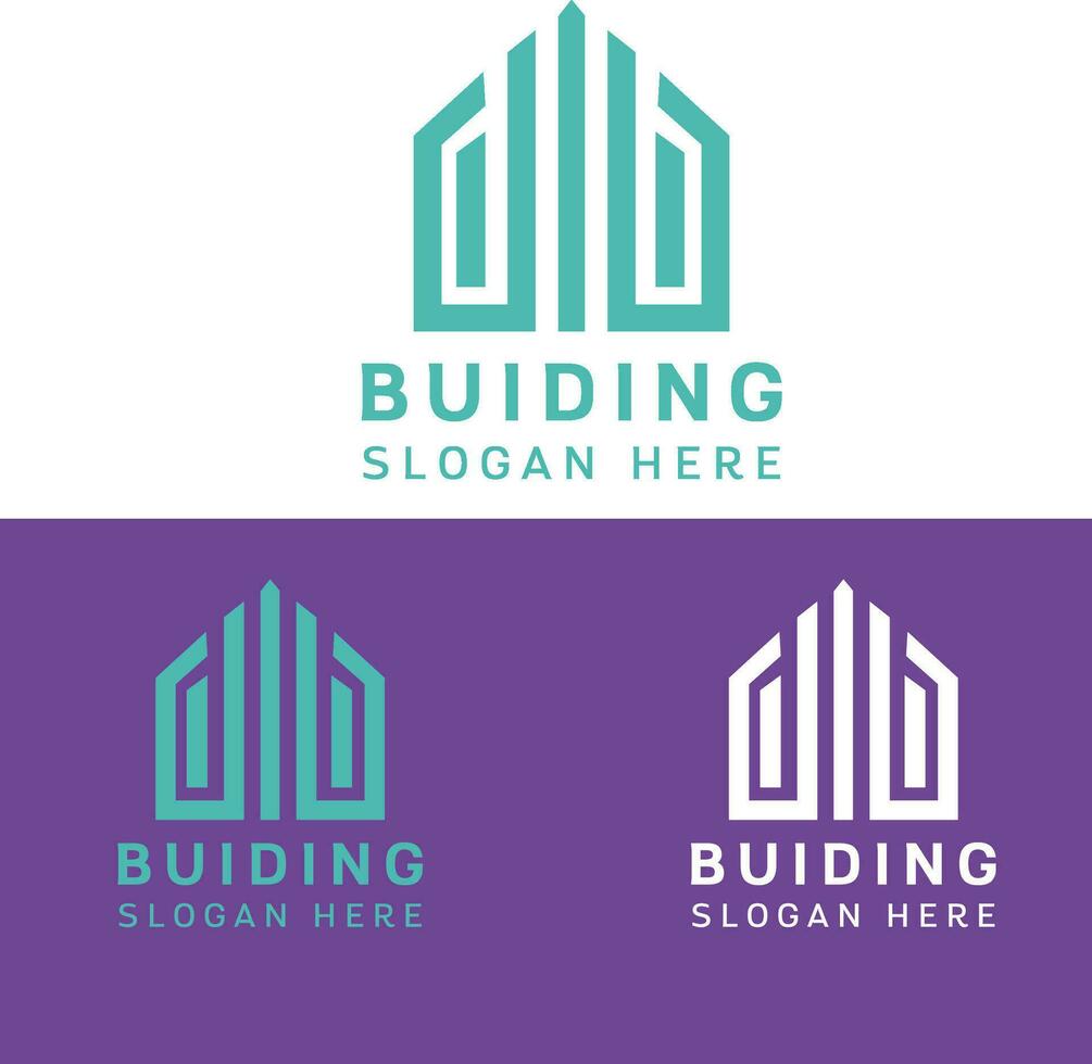 gebouw logo met lijn kunststijl. stadsbouwsamenvatting voor inspiratie voor logo-ontwerp en visitekaartjeontwerp vector