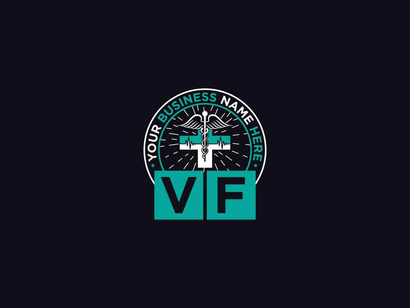 klinisch vf logo icoon, medisch vf fv logo brief ontwerp voor artsen vector