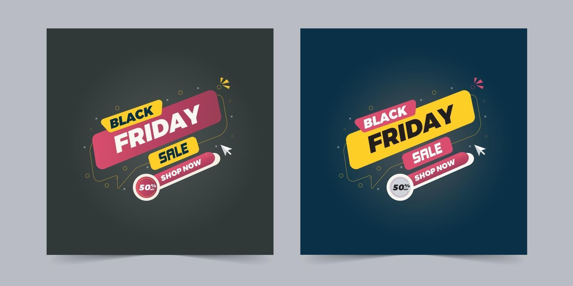 minimalistische vierkante sociale media zwarte vrijdag advertentiesjabloon vector