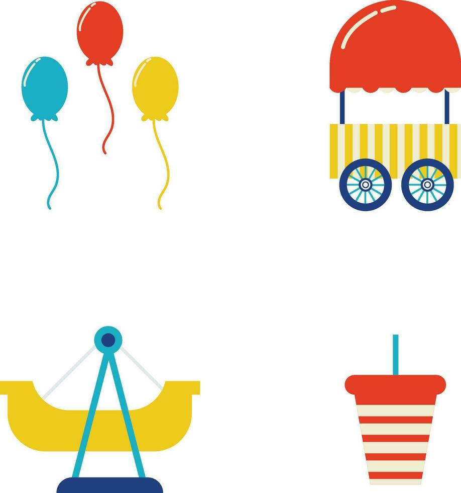 verzameling van wijnoogst carnaval circus. vlak ontwerp. vector illustratie.