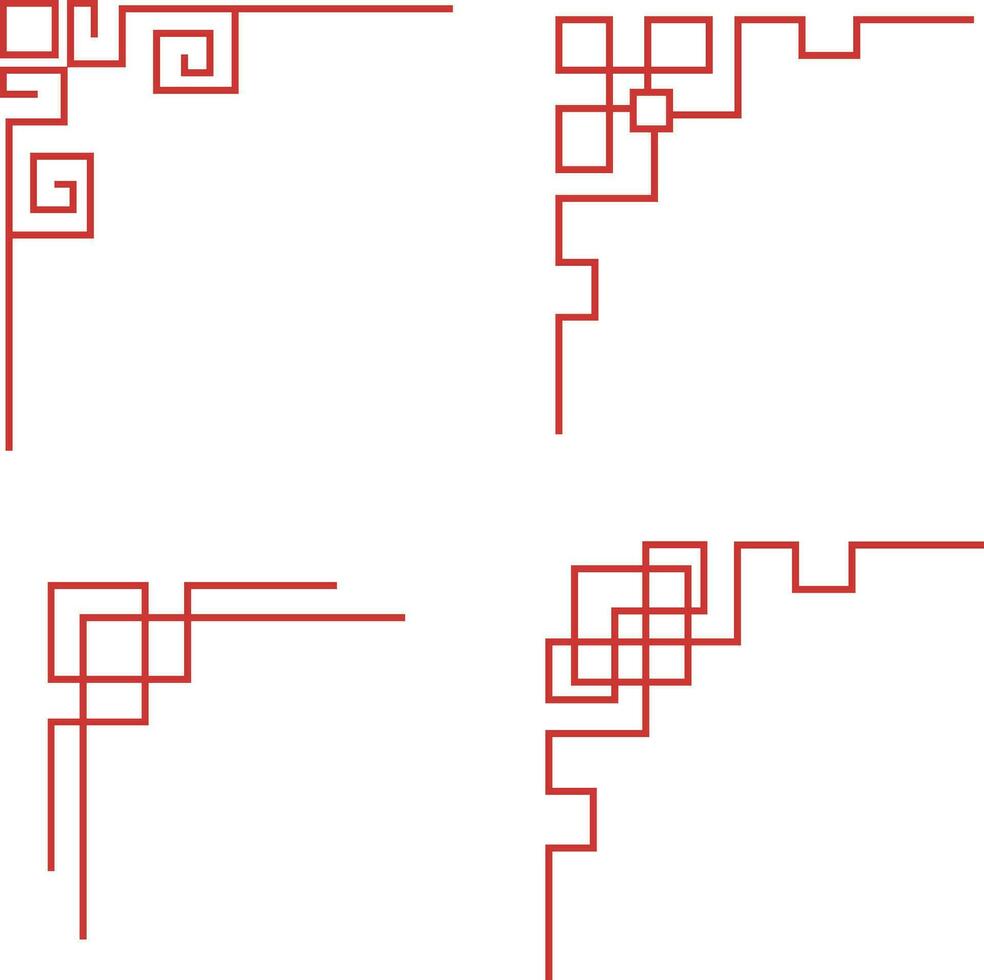 Chinese traditioneel hoek met verschillend vorm geven aan. gemakkelijk ontwerp. geïsoleerd vector set.