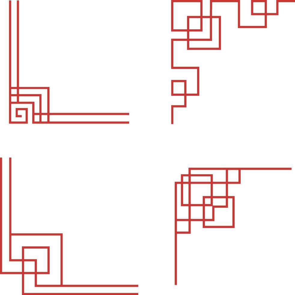 Chinese traditioneel hoek met verschillend vorm geven aan. gemakkelijk ontwerp. geïsoleerd vector set.