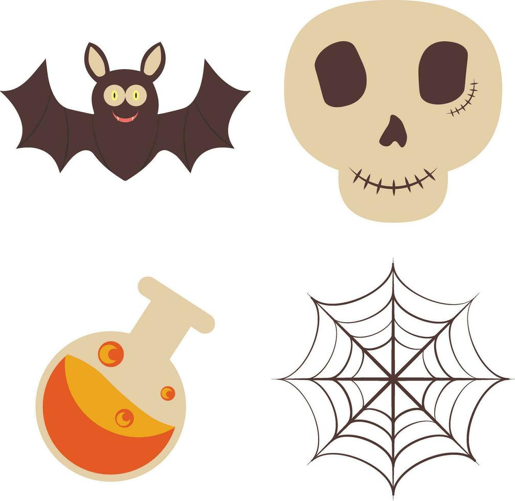 schattig halloween illustratie set. tekenfilm ontwerp. geïsoleerd vector. vector