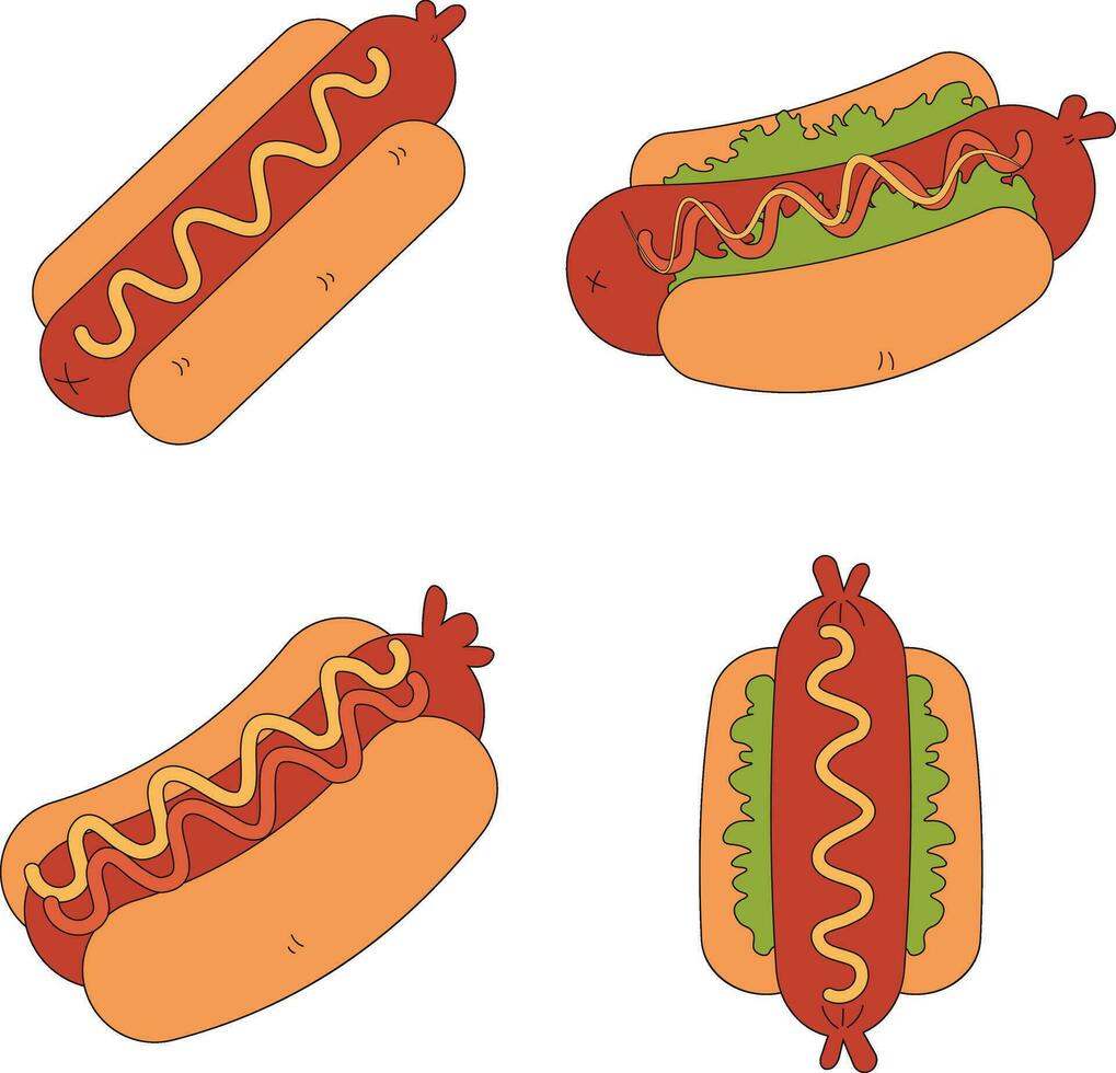 verzameling van heet hond voedsel illustratie. verschillend vorm geven aan. geïsoleerd vector. vector