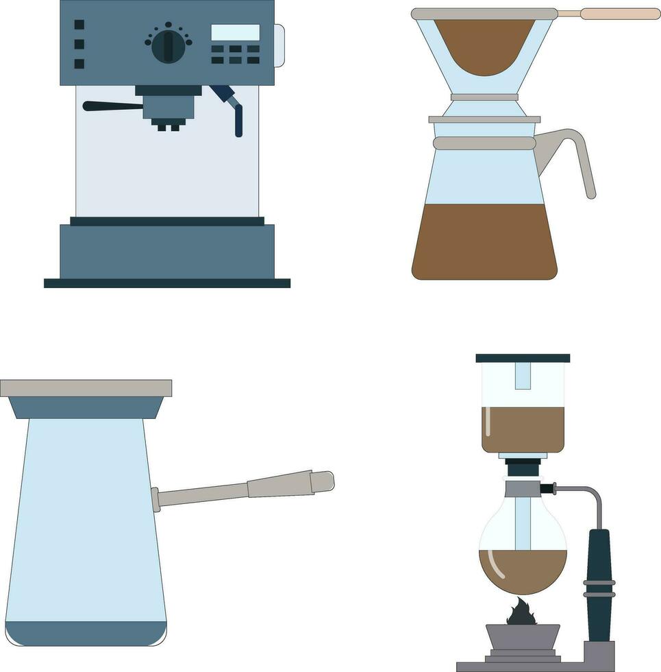 reeks van koffie maken apparatuur. geïsoleerd Aan wit achtergrond. vector icoon.