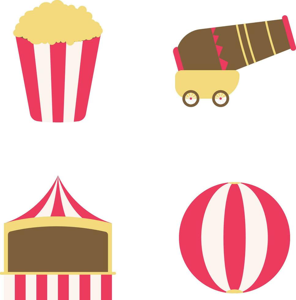 wijnoogst carnaval circus met vlak ontwerp. vector illustratie set.