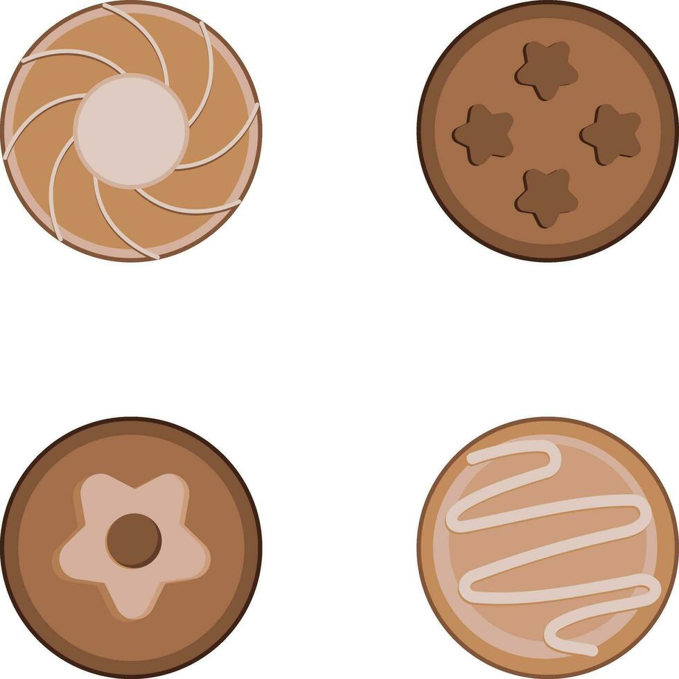 koekjes biscuit illustratie met verschillend vorm geven aan. vector icoon set.