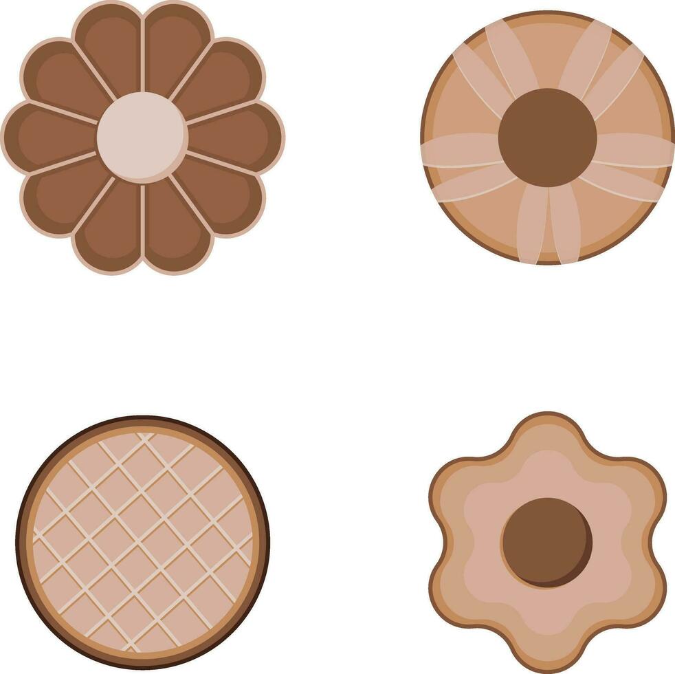 koekjes biscuit illustratie met verschillend vorm geven aan. vector icoon set.