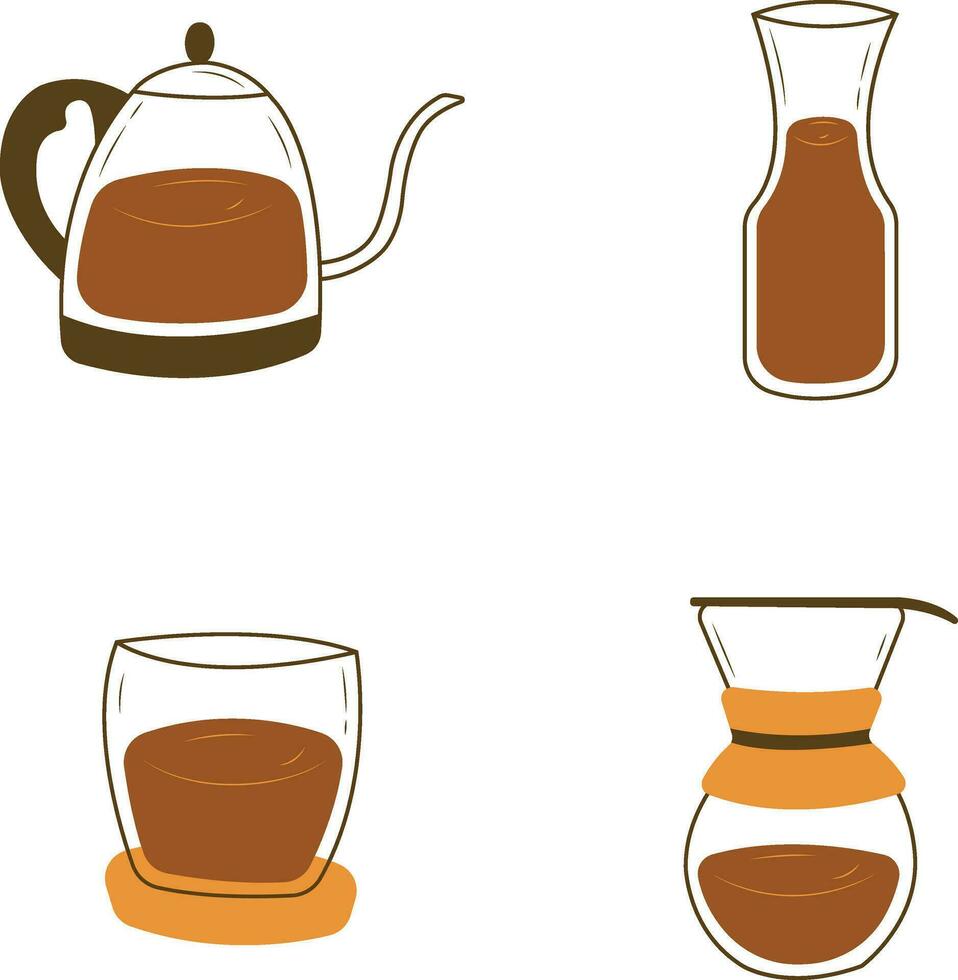 koffie maken uitrusting illustratie set. geïsoleerd vector. vector