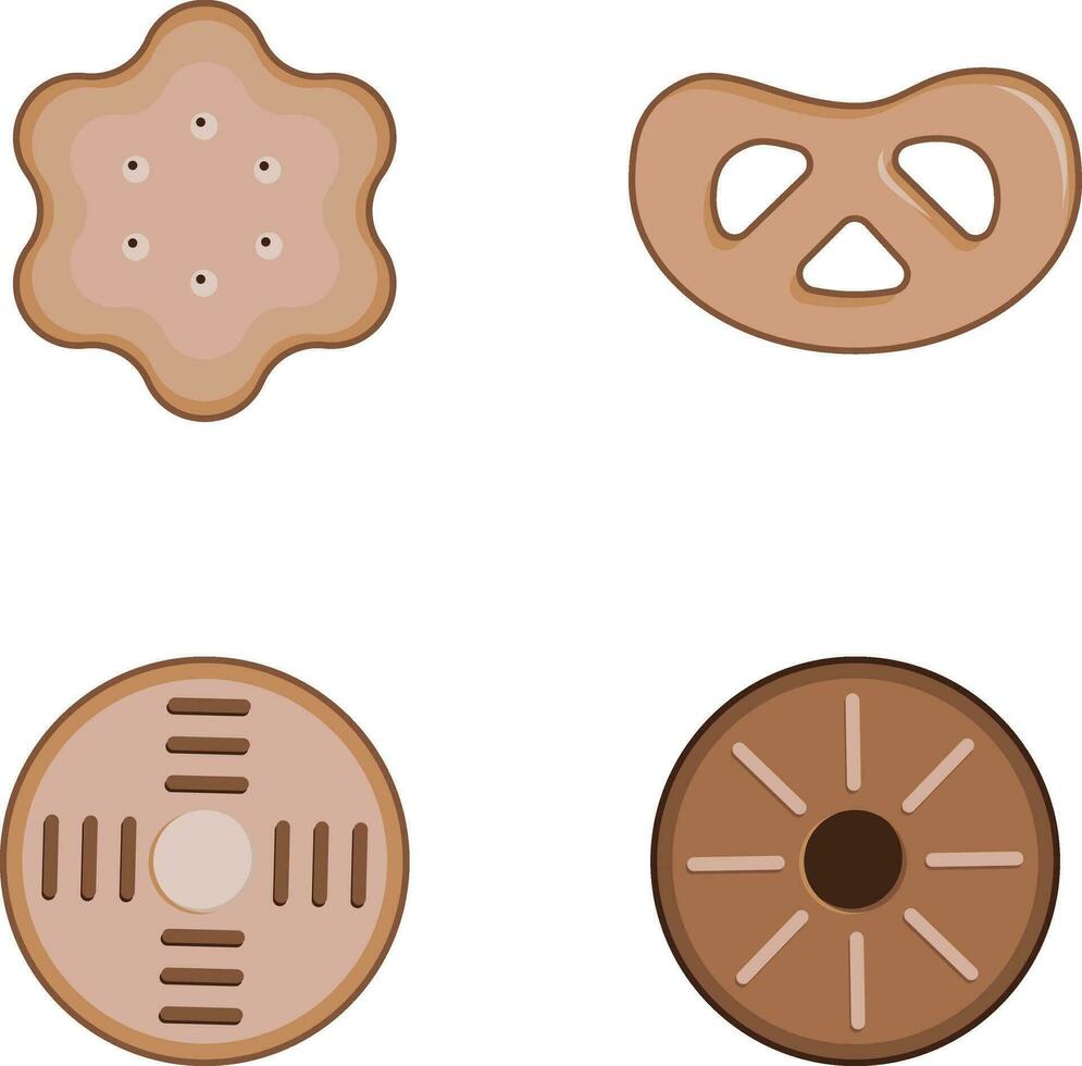 koekjes biscuit illustratie met verschillend vorm geven aan. vector icoon set.