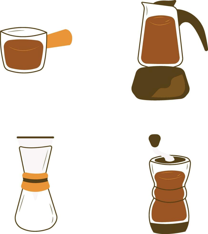 koffie maken uitrusting illustratie set. geïsoleerd vector. vector