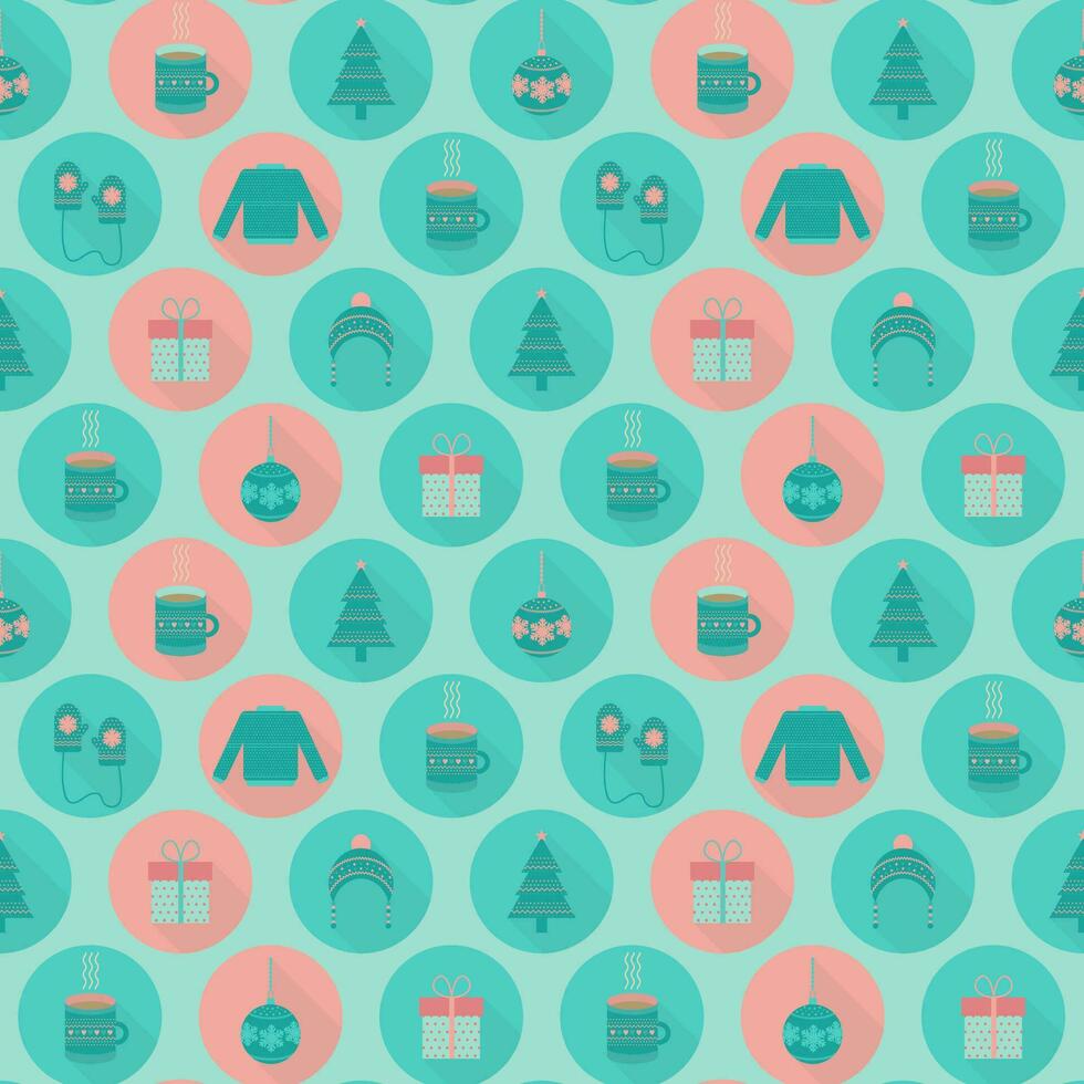 naadloos patroon Aan een Kerstmis thema met items zo net zo kleding, decoraties en cadeaus vector