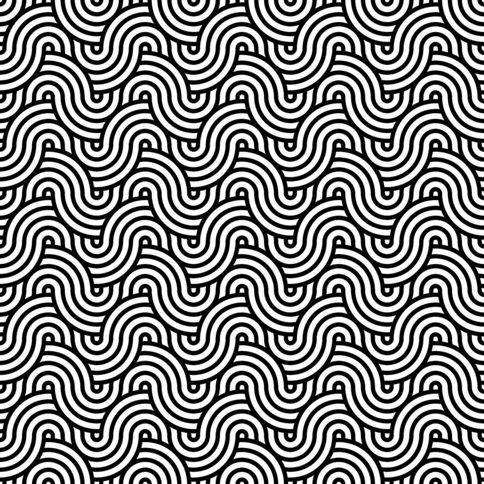 zwart en wit naadloos abstract meetkundig Japans cirkels lijnen en golven patroon vector