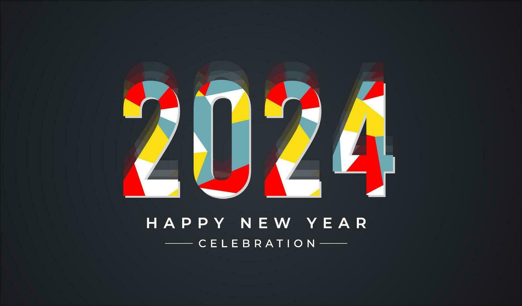 gelukkig nieuw jaar 2024 met kleurrijk typografie concept. 2024 nieuw jaar viering concept voor kalender, banier, folder, poster en sociaal media post sjabloon ontwerp. vector