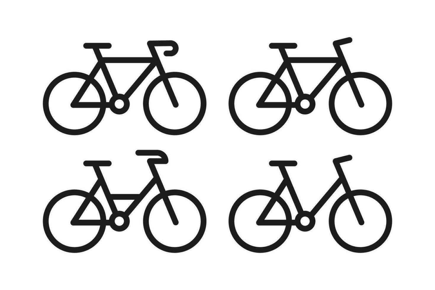fiets icoon reeks met lijn en zwart kleur vector