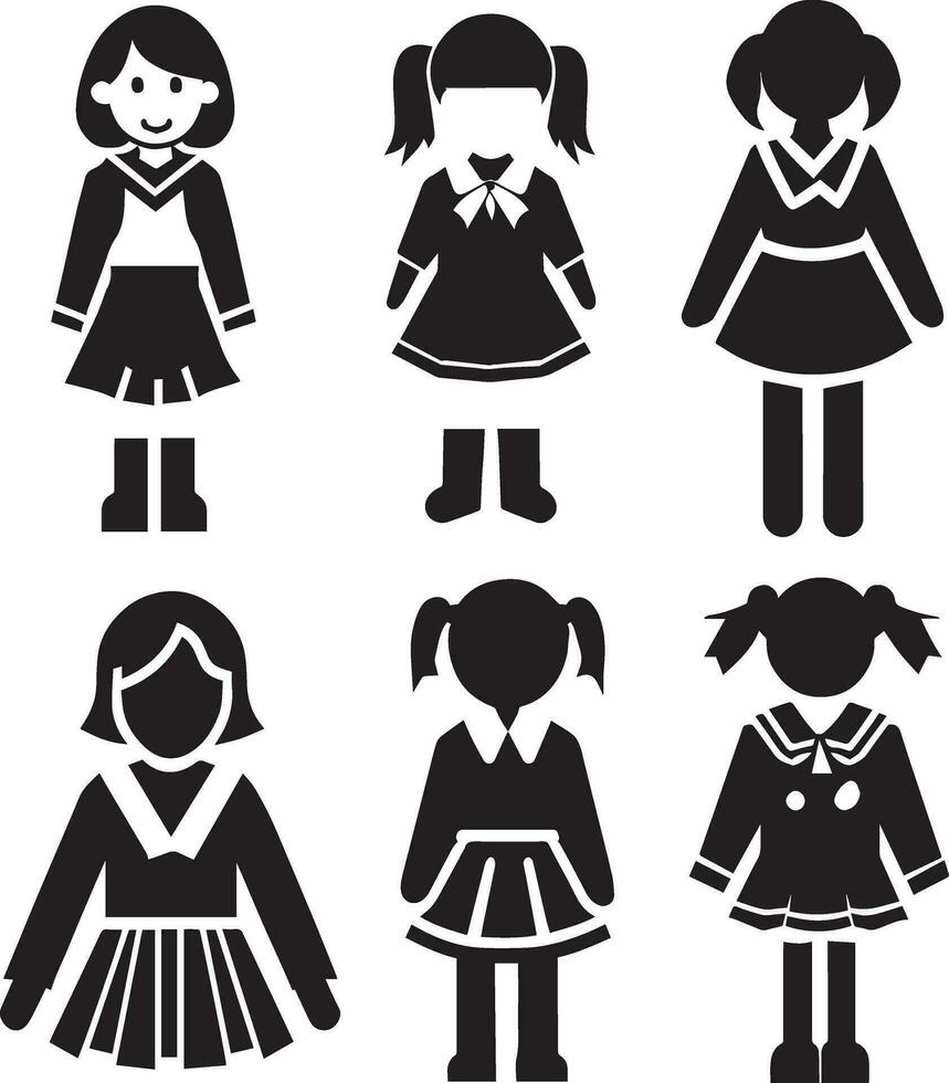 meisje uniform icoon vector silhouet 8