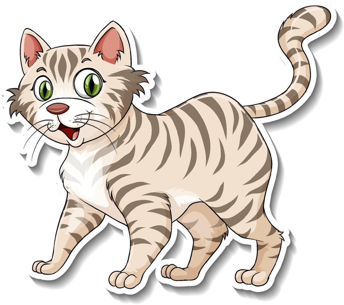een stickersjabloon van een stripfiguur van een kat vector