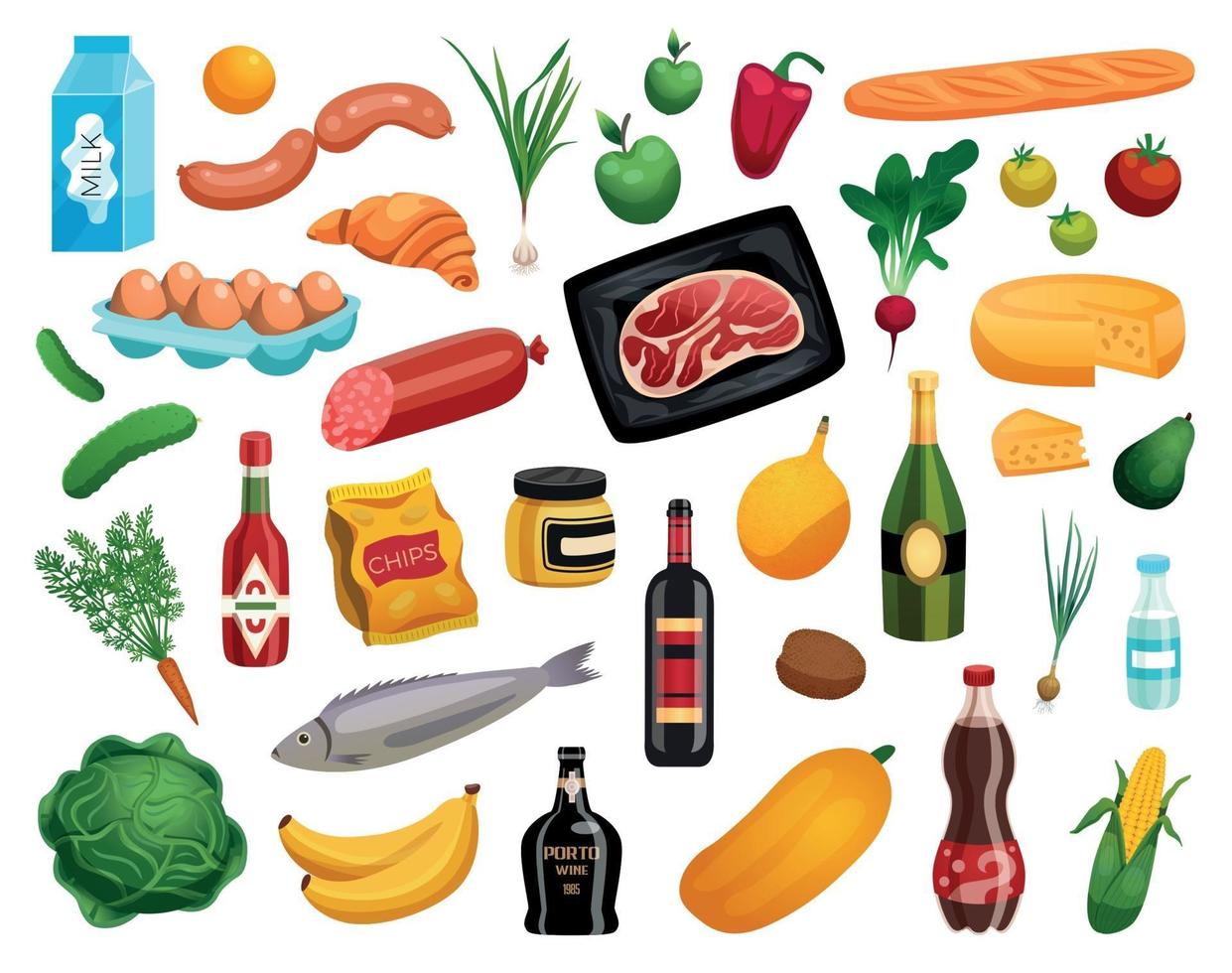voedsel geïsoleerde pictogrammen set vector