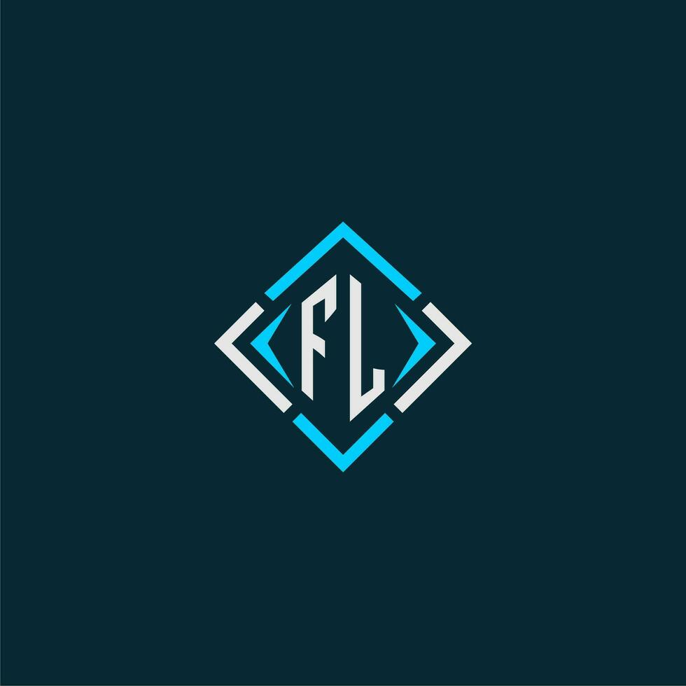 fl eerste monogram logo met plein stijl ontwerp vector