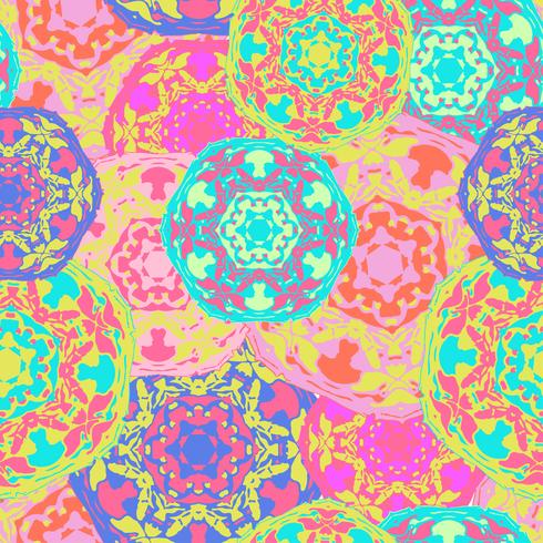 Zigeuner naadloze patroon van abstracte veelkleurige ronde mandala&#39;s. vector