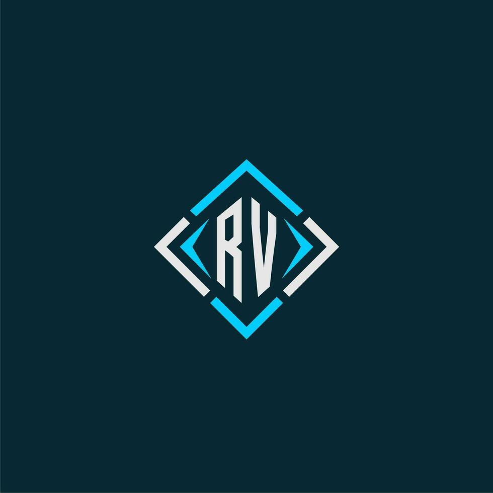 rv eerste monogram logo met plein stijl ontwerp vector