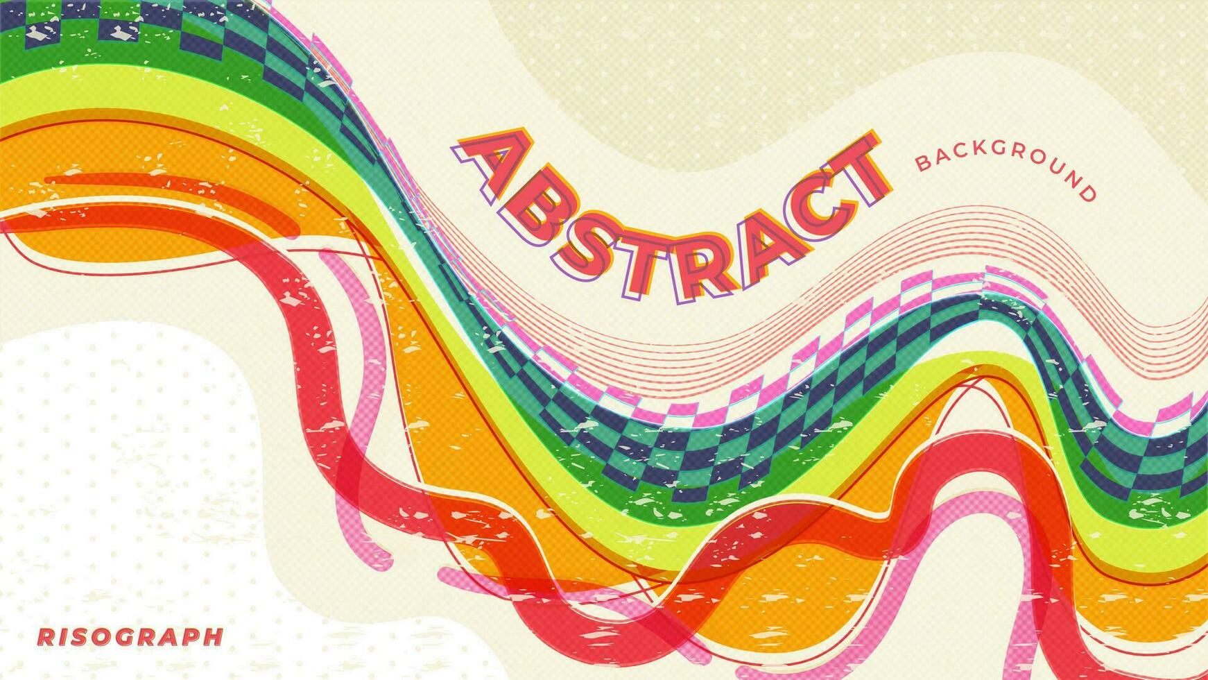 dynamisch abstract kleurrijk golven achtergrond met risografie stijl vector