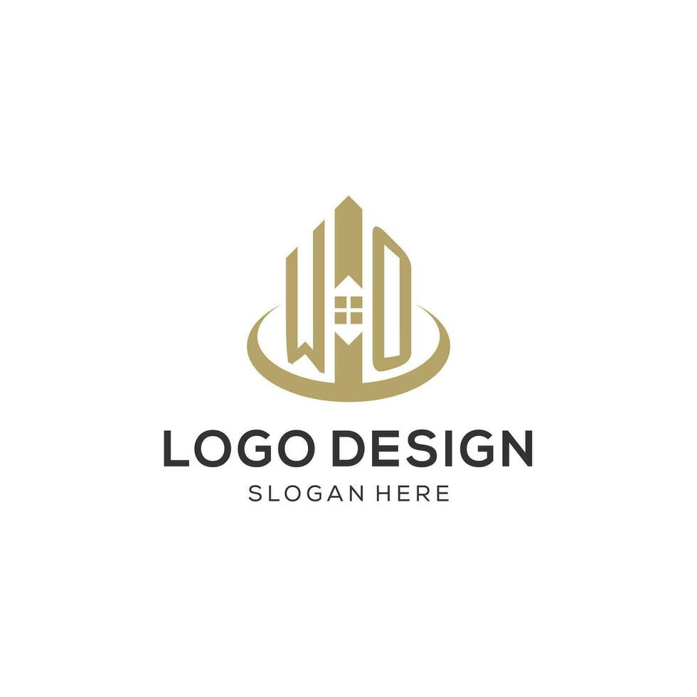 eerste wo logo met creatief huis icoon, modern en professioneel echt landgoed logo ontwerp vector